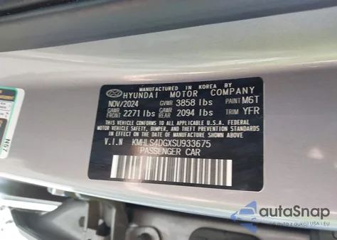 2025 Hyundai Elantra Sel Convenience from USA, damaged, VIN KMHLS4DGXSU933675